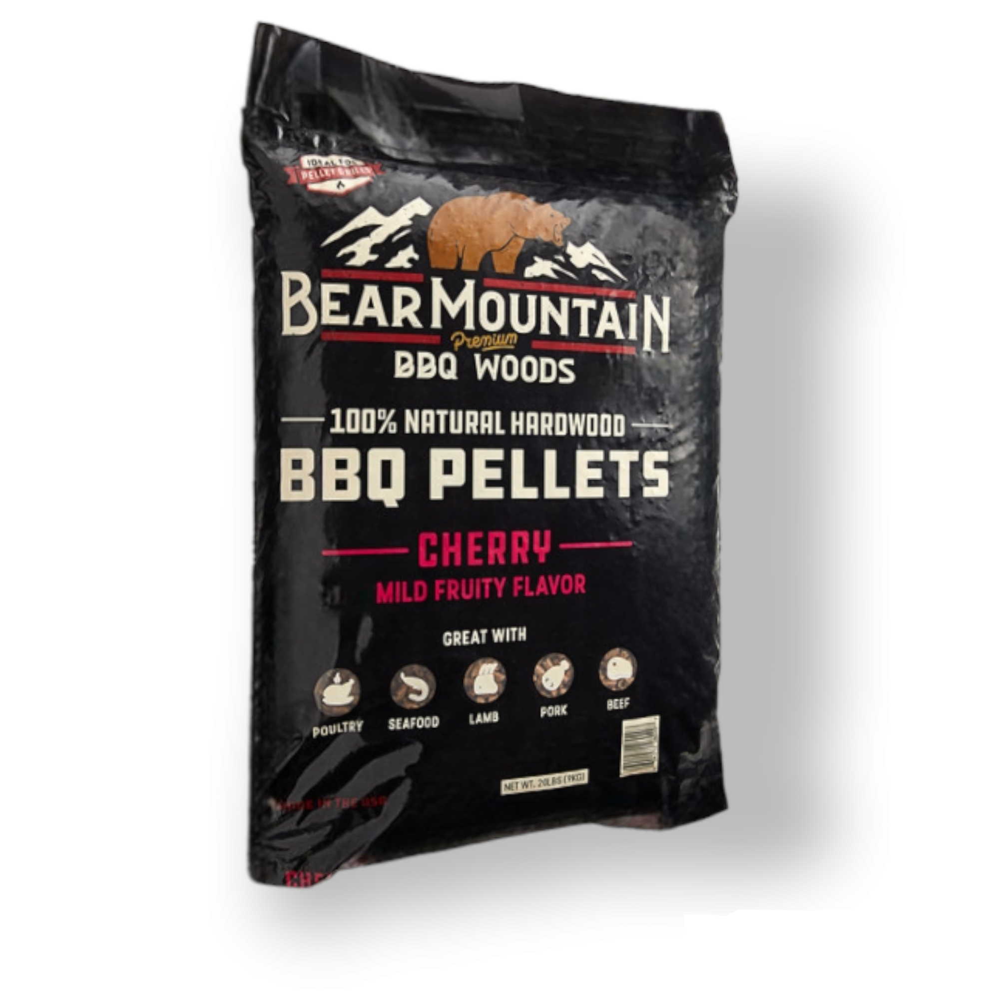 Pellets de churrasco de cereja de madeira 100% natural - 20 lb.