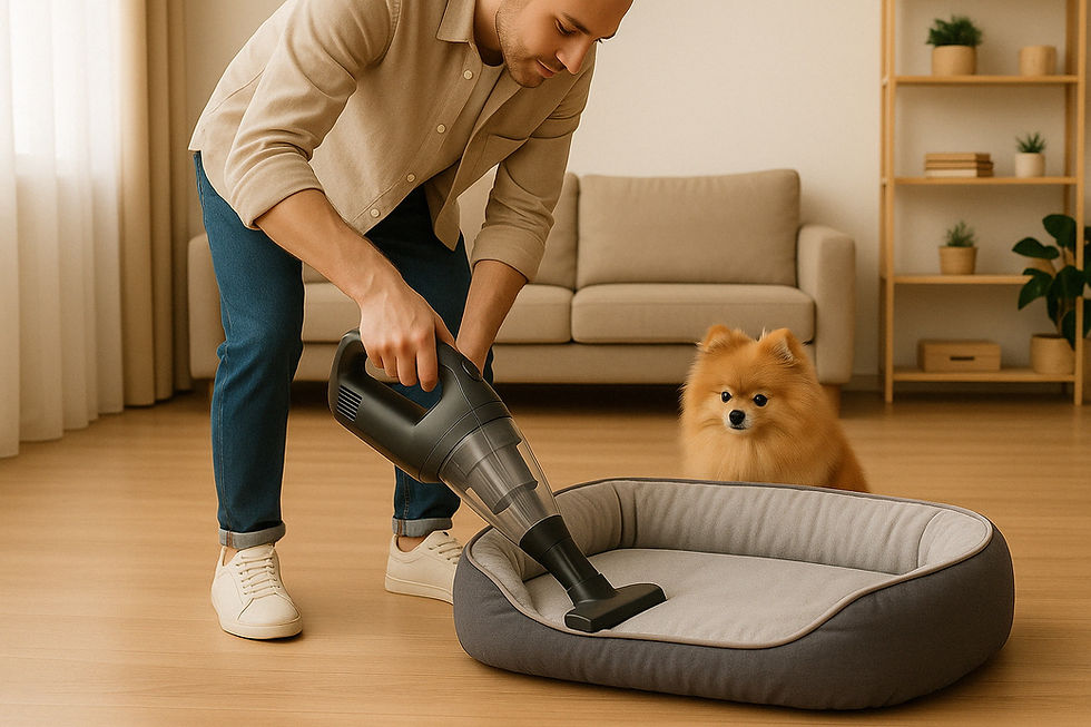 Vacuuming Dog Bed