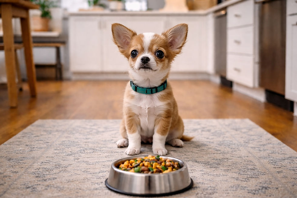 Puppy waiting for dinner