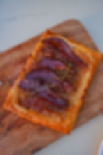 Caramelized Onion & Wine-Poached Pear Tart