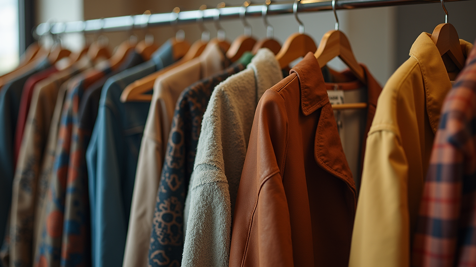 Eye-level view of a clothing rack featuring a variety of stylish Western outfits