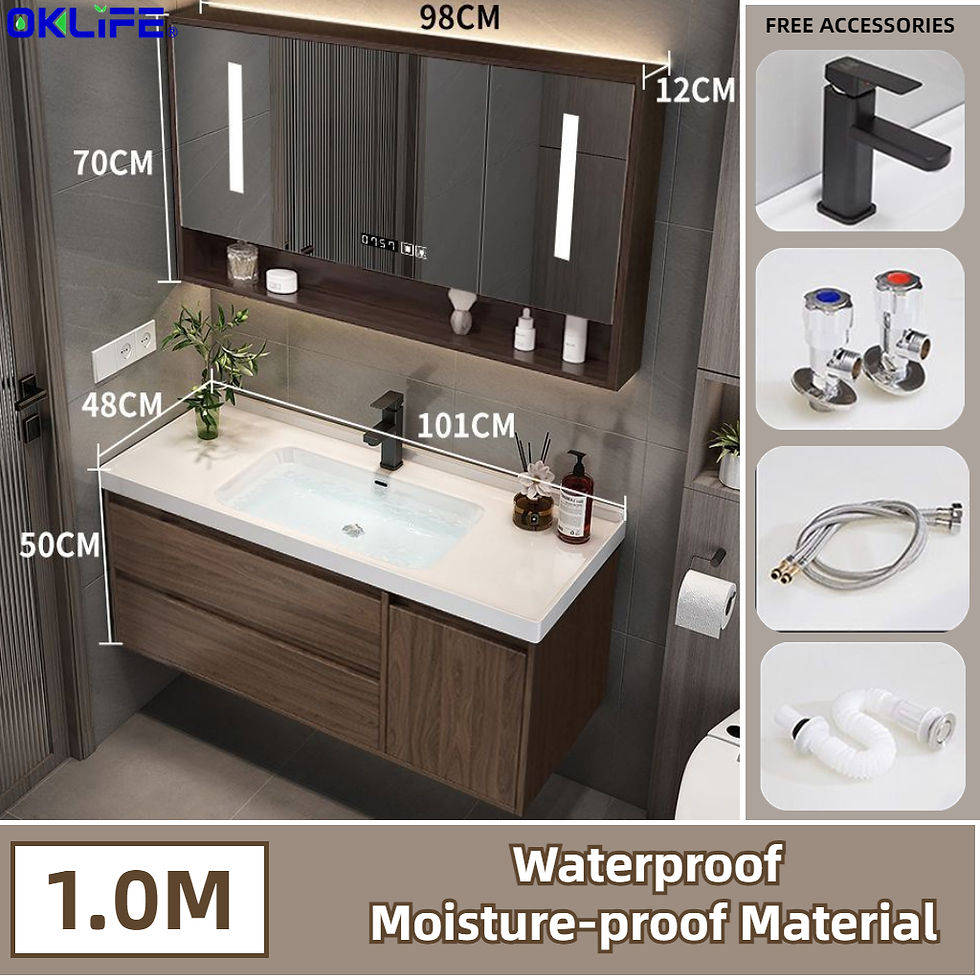 Thumbnail: [OKLIFE®]Smart mirror cabinet solid wood bathroom cabinet set