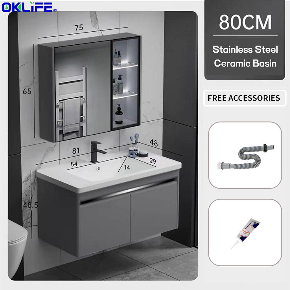 Thumbnail: [OKLIFE®]SUS 304 Stainless Steel Grey Bathroom Smart Mirror Caninet Set