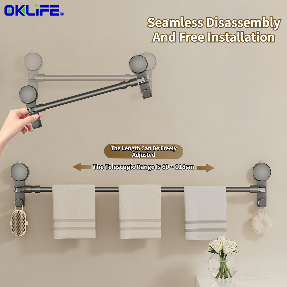 Thumbnail: [OKLIFE®]Suction Cup Towel Holder Retractable Aluminum Heavy Duty Towel Rack