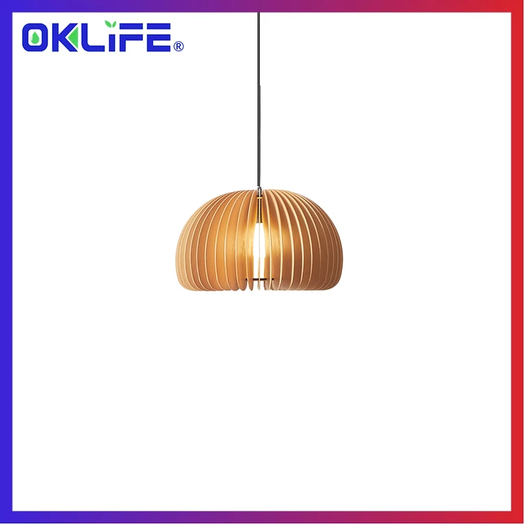 Pumpkin-Shaped Bamboo Pendant Light