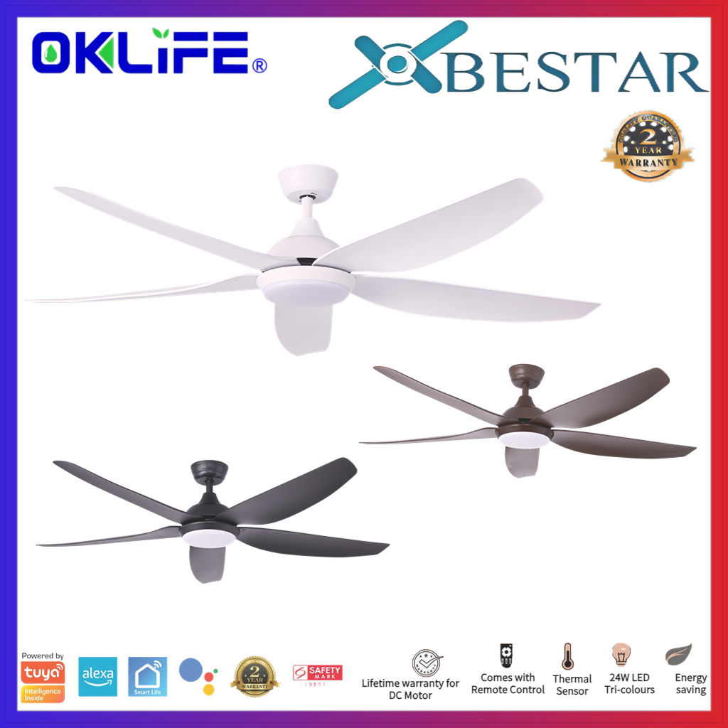 [OKLIFE®]BESTAR [STAR 5]  5 blade WIFI ceiling fan 38inch/48inch/58inch