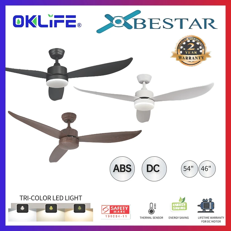 BESTAR Razor DC Ceiling Fan with LED Light - 46 / 54 in