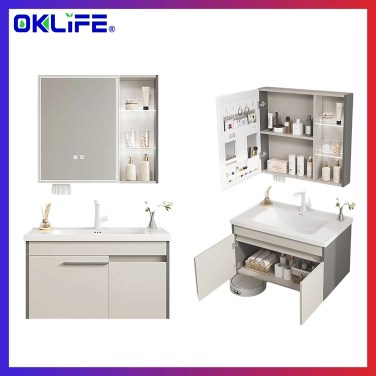 SUS 304 Stainless Steel Waterproof Bathroom Vanity Cabinet Set