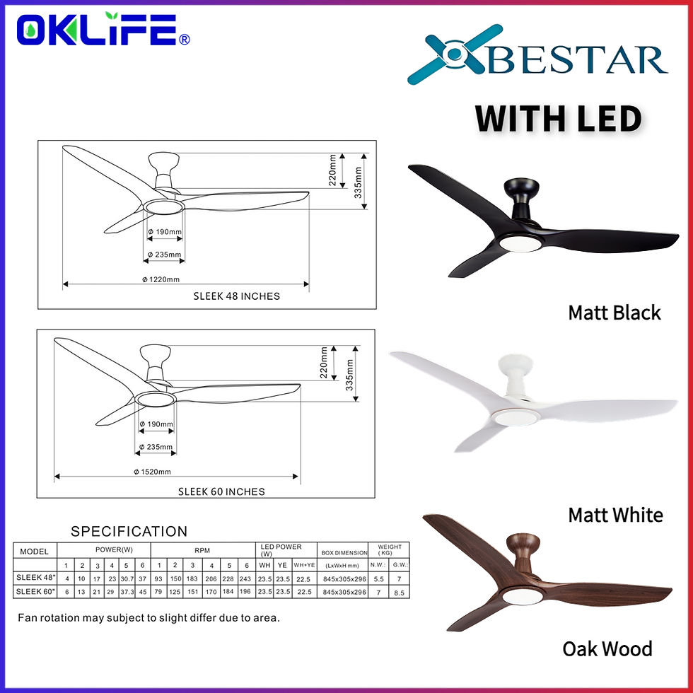 Thumbnail: [OKLIFE®]Bestar[Sleek 48" / 60"] Wifi Enabled Designer DC Ceiling Fan