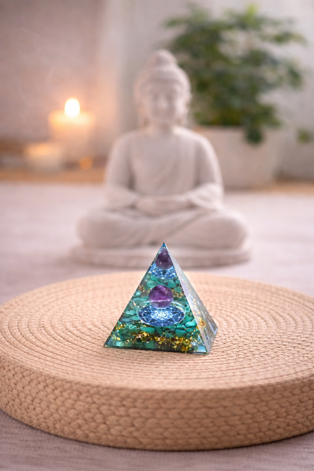 Pyramide Orgonite en Malachite – Protection et Harmonie
