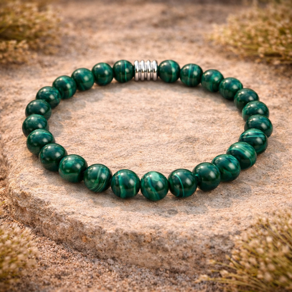 Bracelet Malachite Naturelle 8 mm – Pierre de Protection