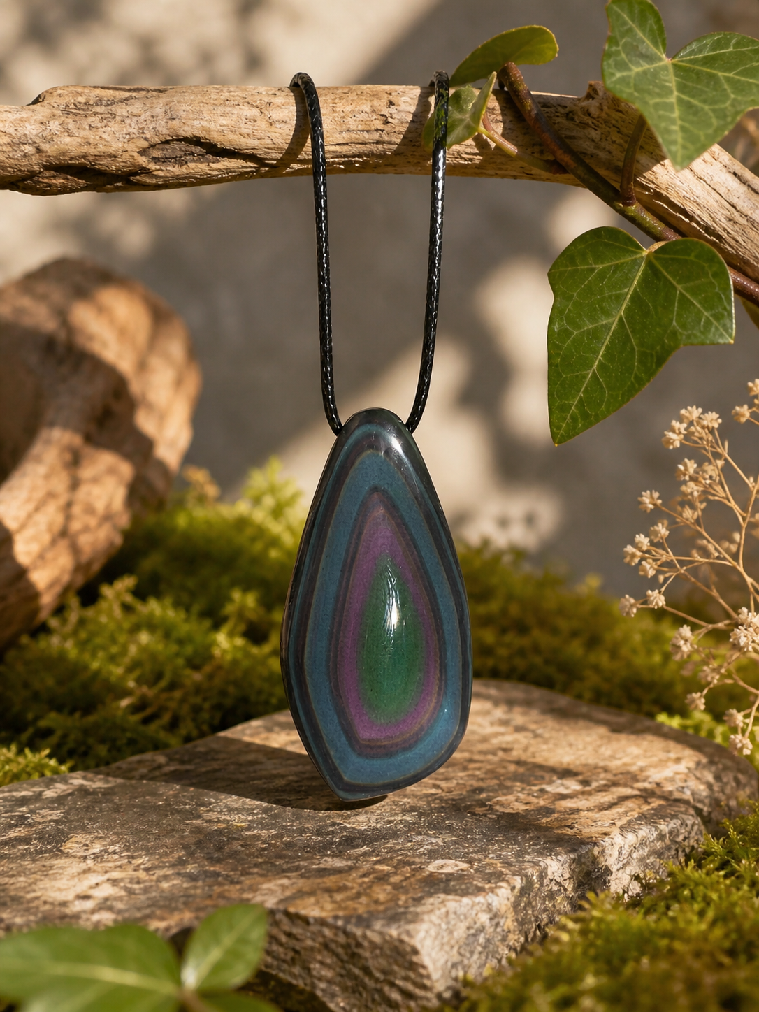 Pendentif obsidienne oeil céleste suprême
