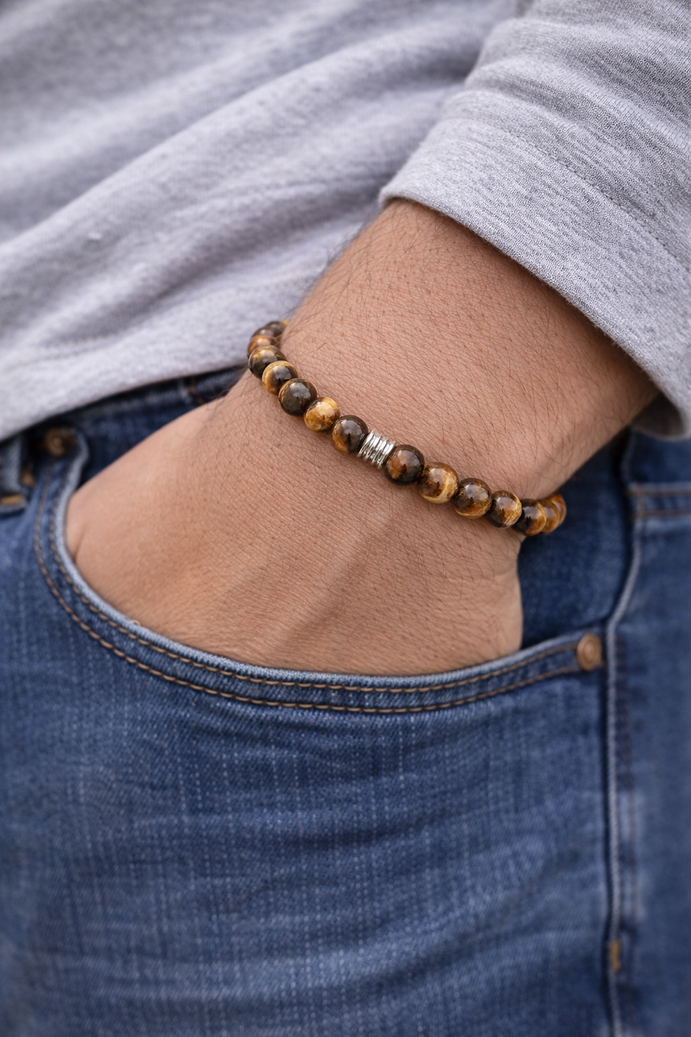 Miniature : Bracelet Œil de Tigre Naturel 8 mm – Pierre de Protection