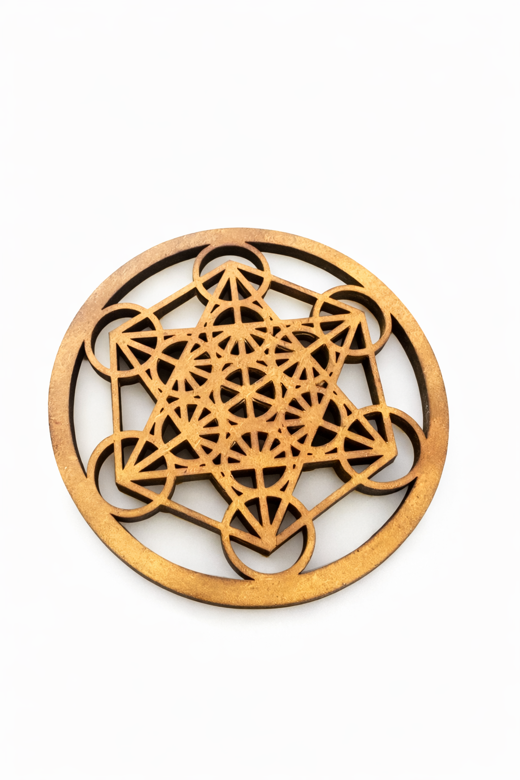 Support Cube de Metatron en bois – Géométrie sacrée 10 cm