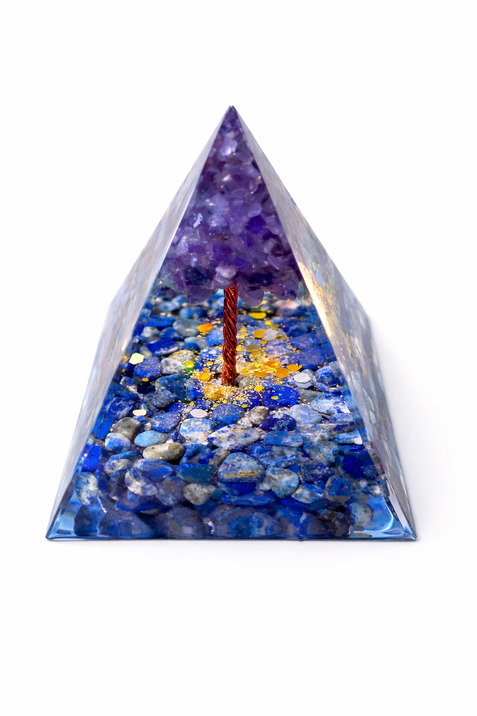 Miniature : Pyramide Orgonite en Lapis-Lazuli – Intuition et Harmonie