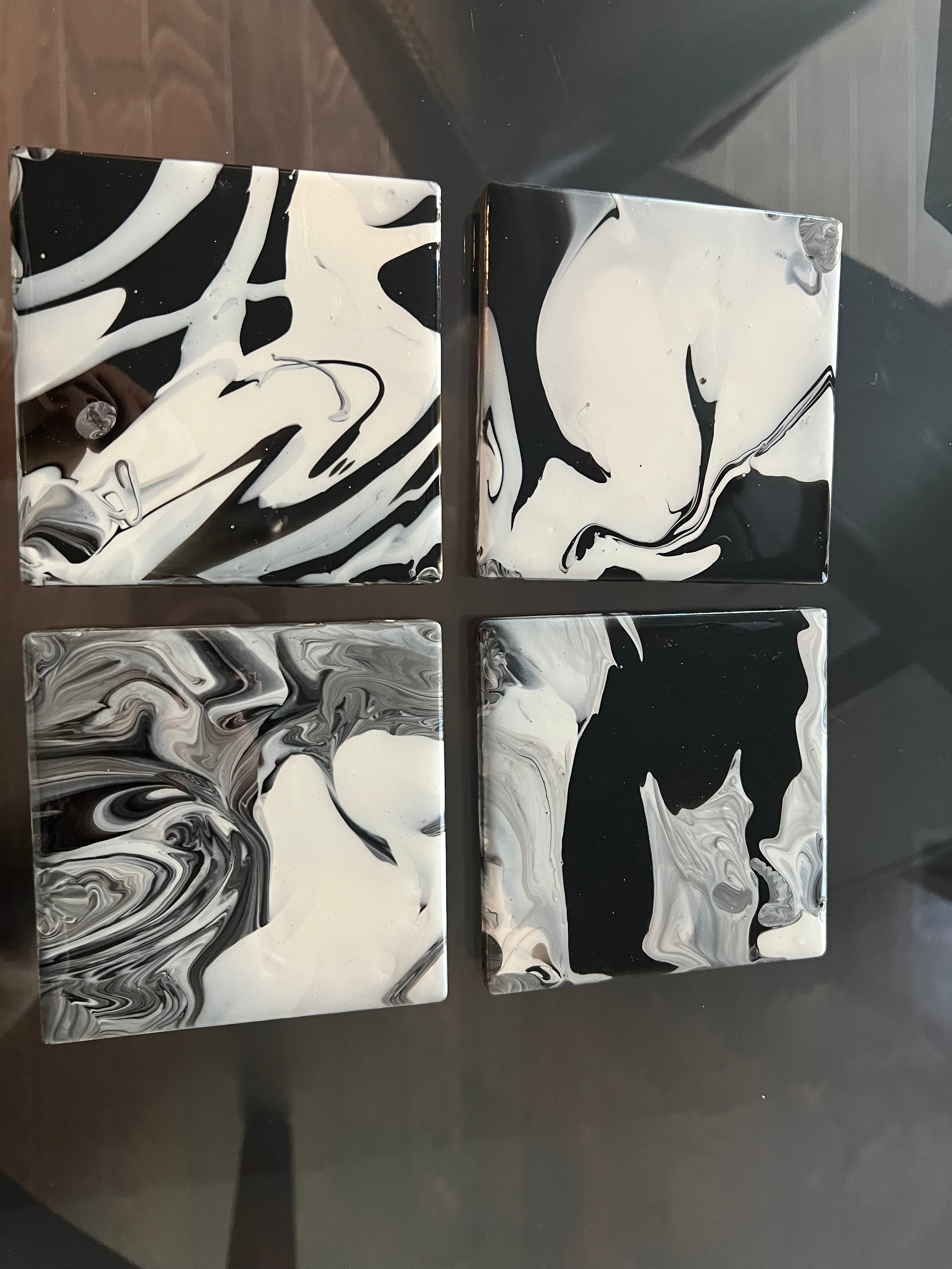 Black & white ceramic coasters