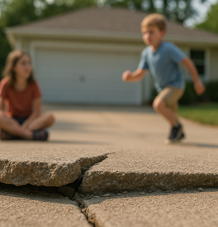 Uneven sidewalk slab causing a visible trip hazard