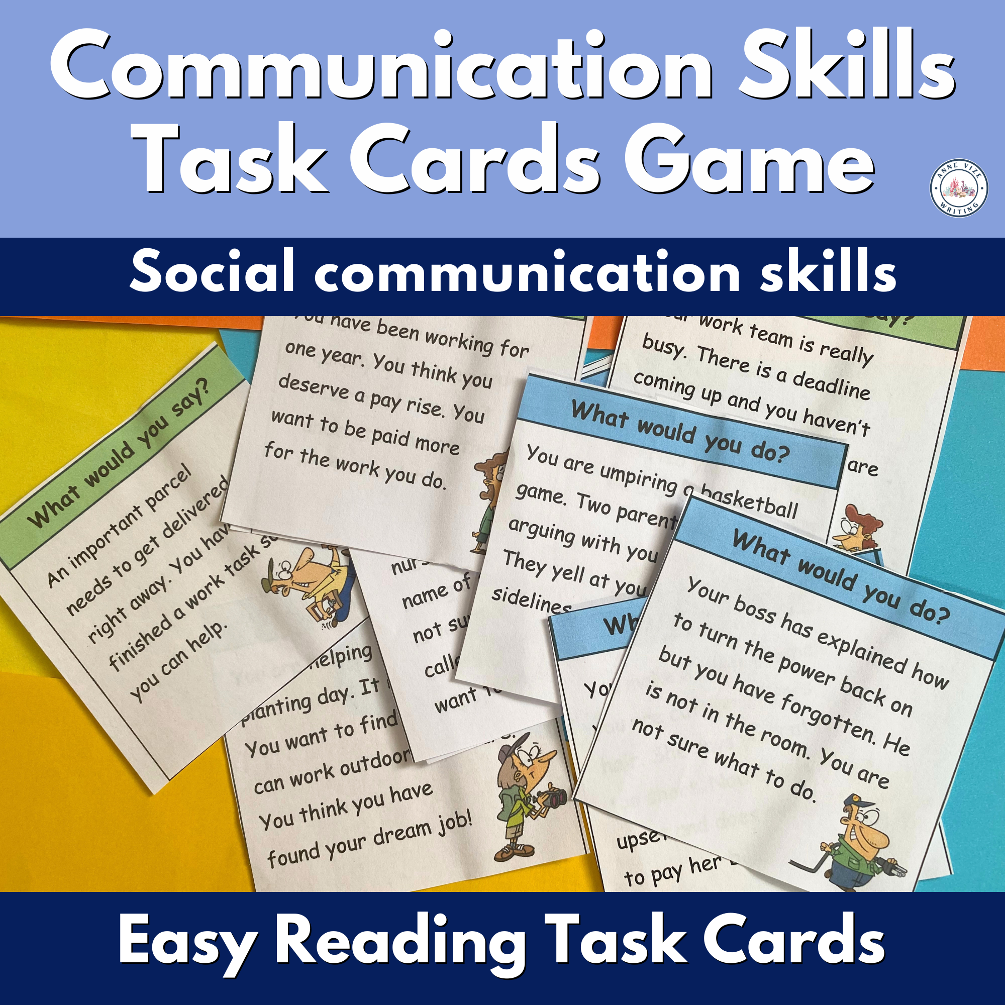 Communication skills at work task cards game for life skills and transition