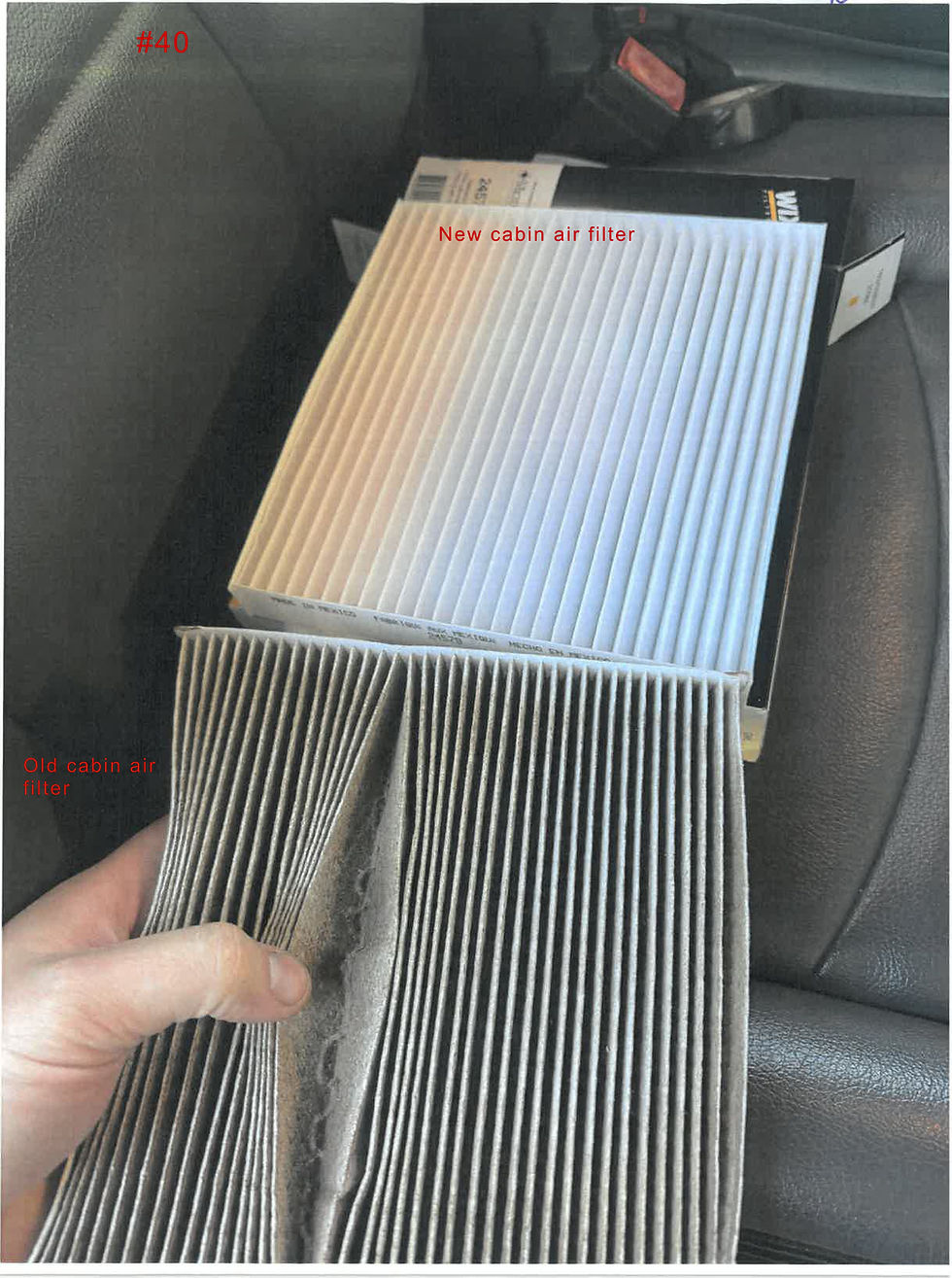 A new cabin air filter was installed to help filter air entering the passenger compartment through the HVAC system.