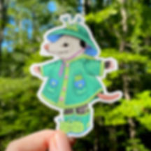 Raincoat Opossum Weatherproof Vinyl Sticker