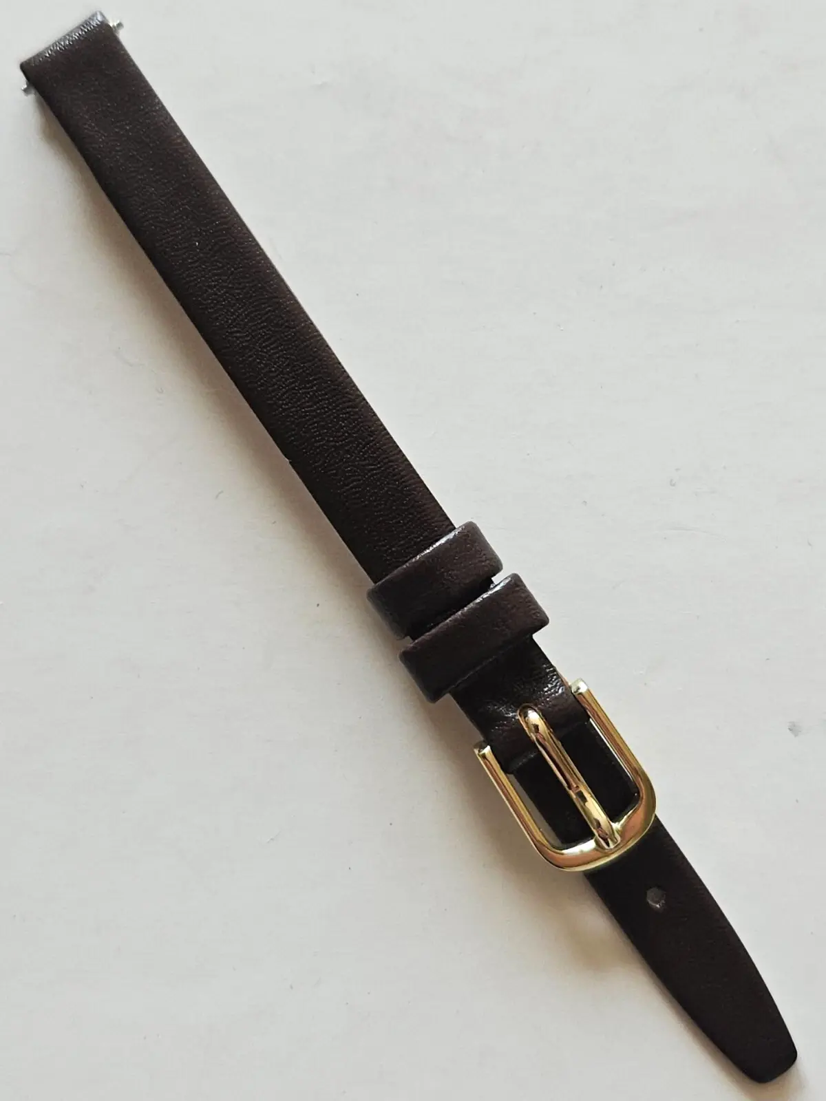 8mm - Dark Brown / Smooth Leather Watch Band - ( Gold Buckle / w Pins )