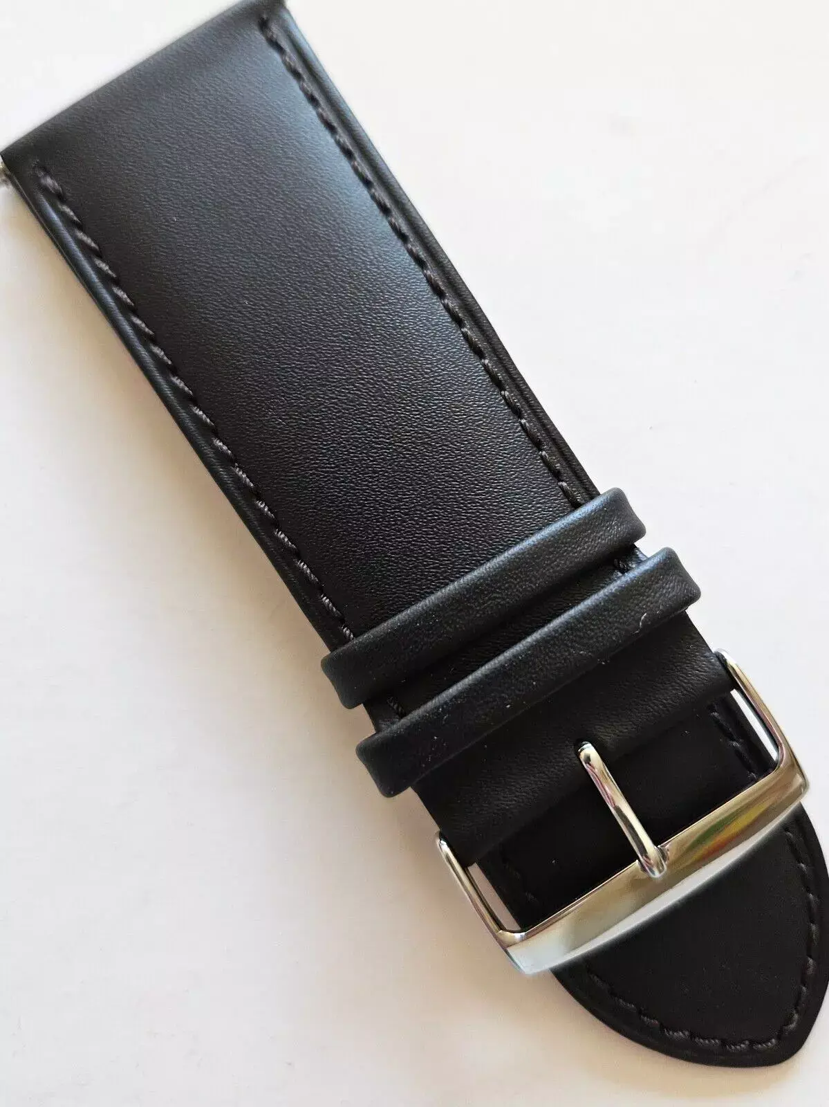 30mm - Dark Brown Classic Style Leather Watchband - ( Silver Buckle / w Pins )