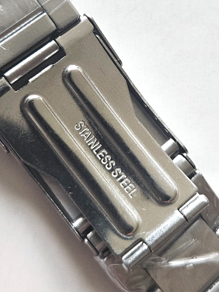 Thumbnail: 24mm - Silver Metal Watch Band - Stainless Steel Buckle