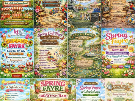 AI-generated summer fayre posters