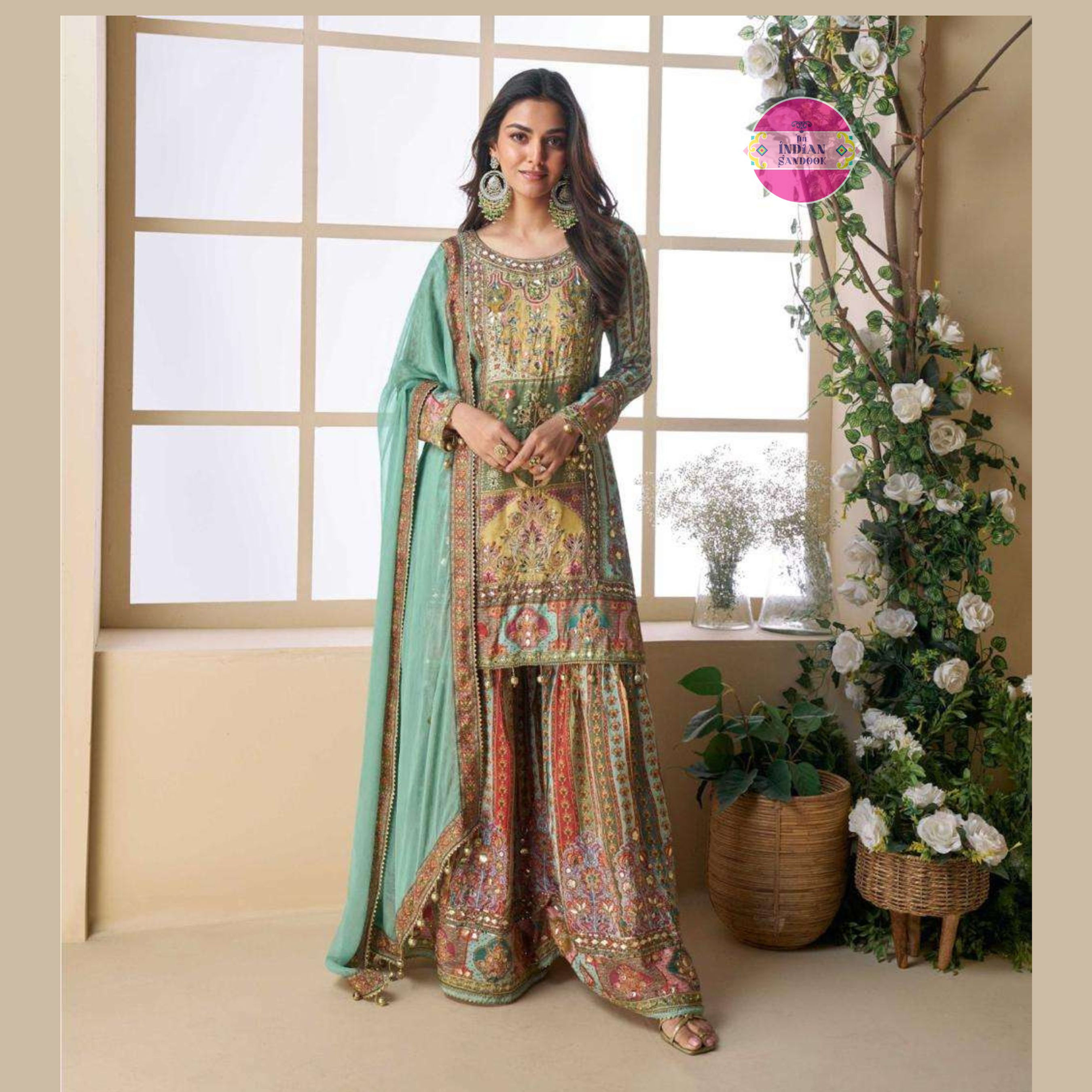Designer Plazzo  Crepe Silk Suit Set
