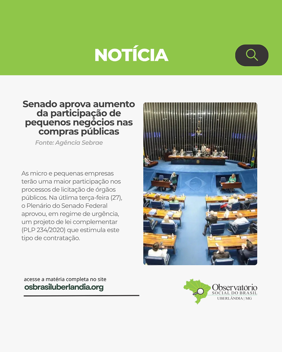 Senado aprova aumento da participação de pequenos negócios nas compras públicas