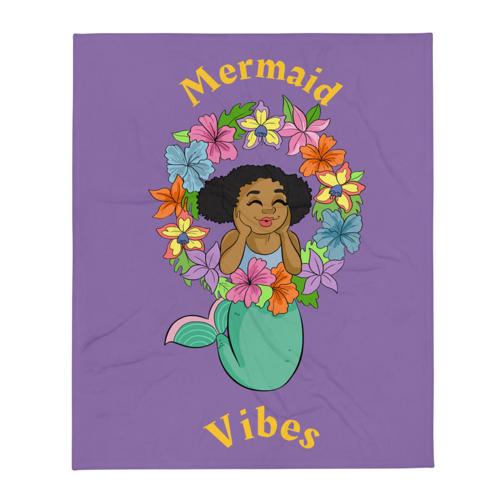 Mermaid Vibes Throw Blanket in Purple 
