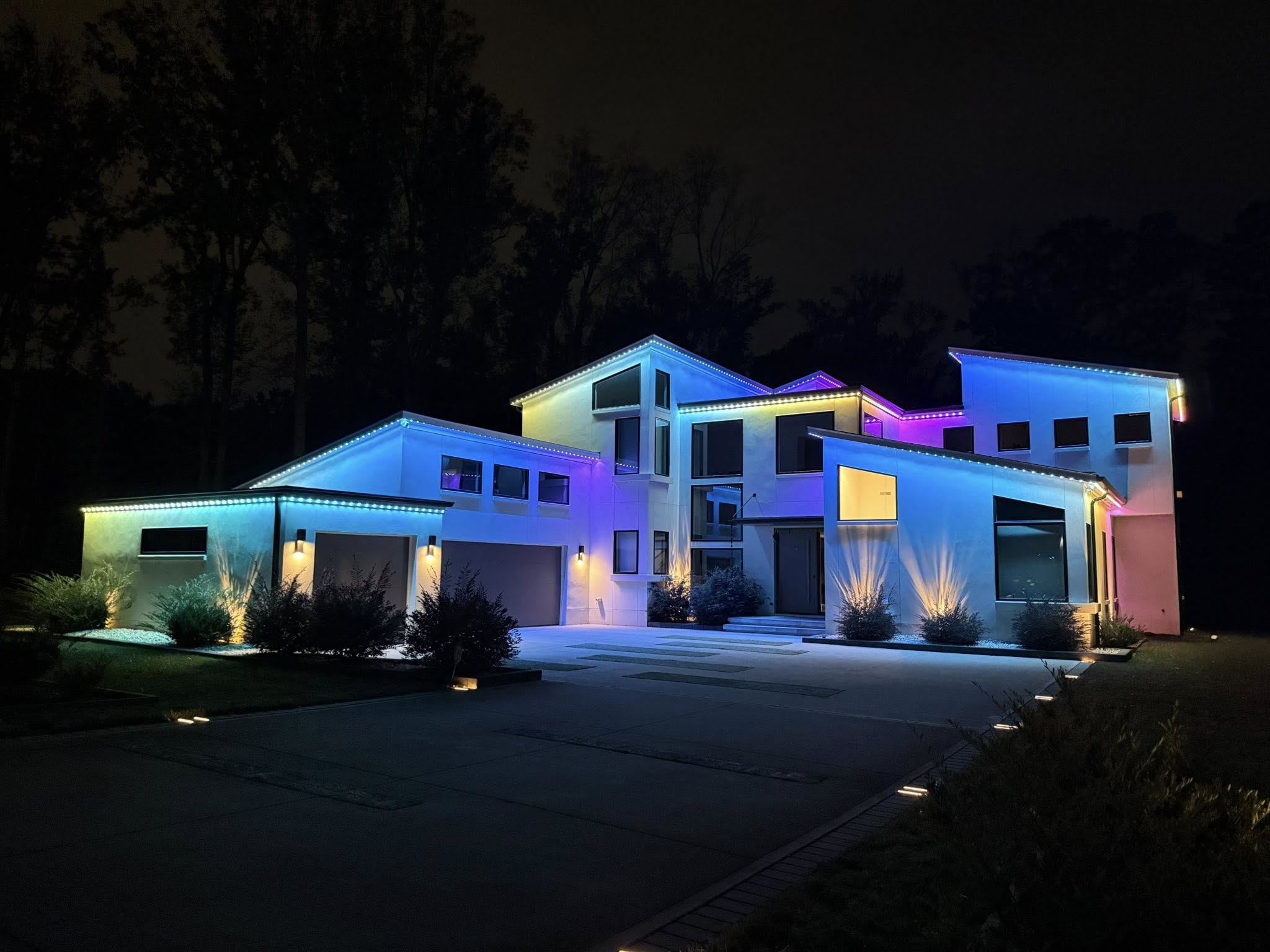 Modern homes with multicolor permanent lighting