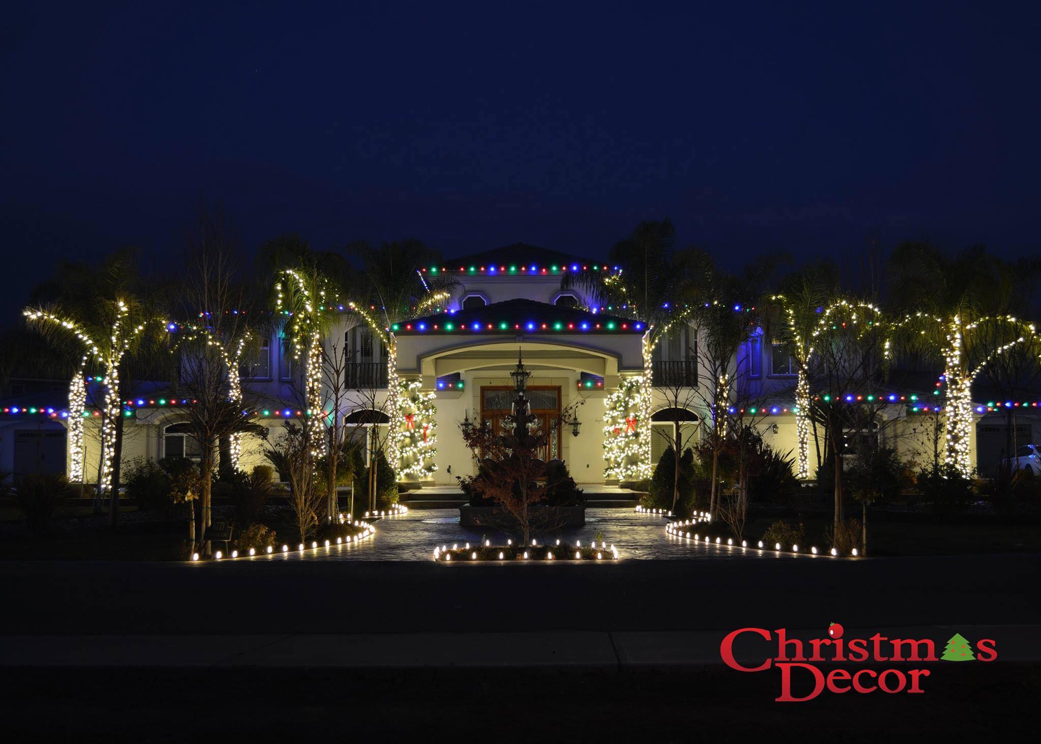 Christmas lighting on a Clovis estate