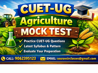 CUET-UG Agriculture mock test interface showing multiple-choice questions related to agronomy, soil science, crop production, and agricultural practices. The screen displays structured practice questions with answer options, detailed explanations, and performance analysis features. Ideal for students preparing for agriculture entrance exams, helping them improve accuracy, time management, and subject understanding through realistic mock test experience.