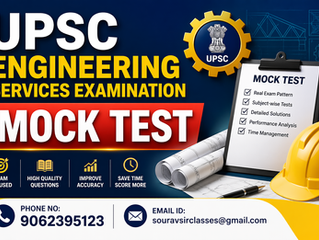 UPSC Engineering Services Examination (ESE) mock test series banner featuring advanced engineering practice questions, exam-style problem sets, and detailed solutions for aspirants. Visual highlights include technical diagrams, analytical problem-solving elements, and structured test formats designed to improve accuracy, speed, and conceptual clarity. Ideal for serious candidates preparing for competitive engineering exams with performance tracking.