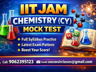 IIT JAM Chemistry (CY) mock test series interface showing online practice questions with multiple-choice answers, detailed solutions, and performance analytics dashboard. The image represents an exam-oriented preparation platform featuring chapter-wise tests in Organic, Inorganic, and Physical Chemistry, helping students improve accuracy, time management, and confidence for the IIT JAM examination through structured practice and assessment.