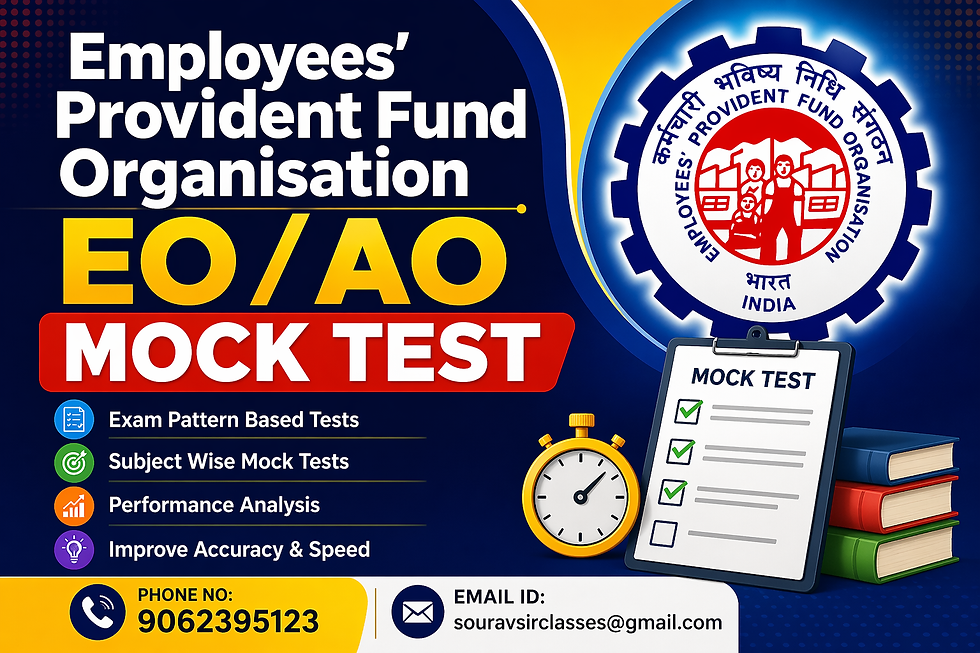Employees' Provident Fund Organisation EPFO EO AO mock test interface showing practice questions, answer options, and detailed solutions for Enforcement Officer and Accounts Officer exam preparation. Visual representation of online test series with performance analysis, score tracking, and exam-level question patterns designed to help aspirants improve accuracy, speed, and overall performance in EPFO EO AO recruitment exam.