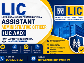 Professional educational blog thumbnail representing the Life Insurance Corporation of India Assistant Administrative Officer (LIC AAO) examination featuring a modern academic design with career-oriented visuals, study elements, examination preparation concepts, recruitment guidance themes, educational symbols, professional growth representation, and a clean institutional layout suitable for students and competitive examination aspirants.