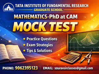 TIFR GS Mathematics PhD at CAM mock test interface showing advanced mathematical questions, problem-solving exercises, and detailed solutions. Ideal for students preparing for competitive mathematics entrance exams with structured practice, concept clarity, and exam-oriented learning support.