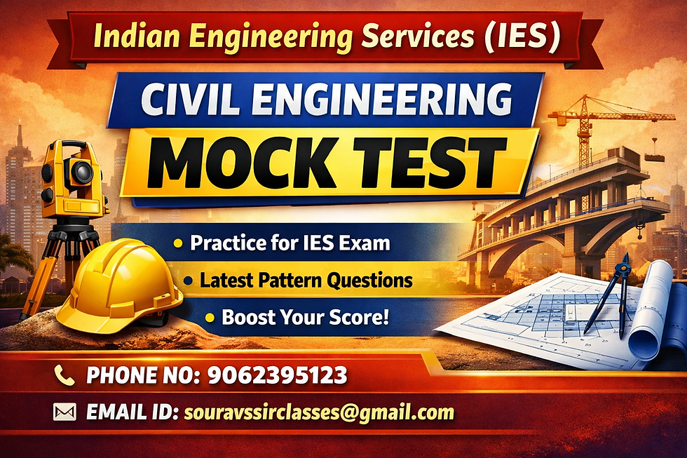 Indian Engineering Services IES Civil Engineering mock test interface displaying practice questions, detailed solutions, and exam pattern designed for aspirants preparing for competitive engineering exams with structured assessment, performance analysis, and concept strengthening tools.