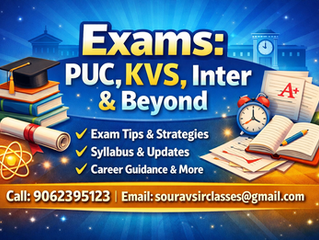 Students preparing for PUC, KVS and Inter exams with books, notes and online learning resources
