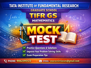Tata Institute of Fundamental Research Graduate School TIFR GS Mathematics mock test page displaying advanced level practice questions with detailed solutions for entrance exam preparation, covering algebra, calculus, and problem-solving concepts for aspirants aiming to succeed in TIFR GS Mathematics exam.