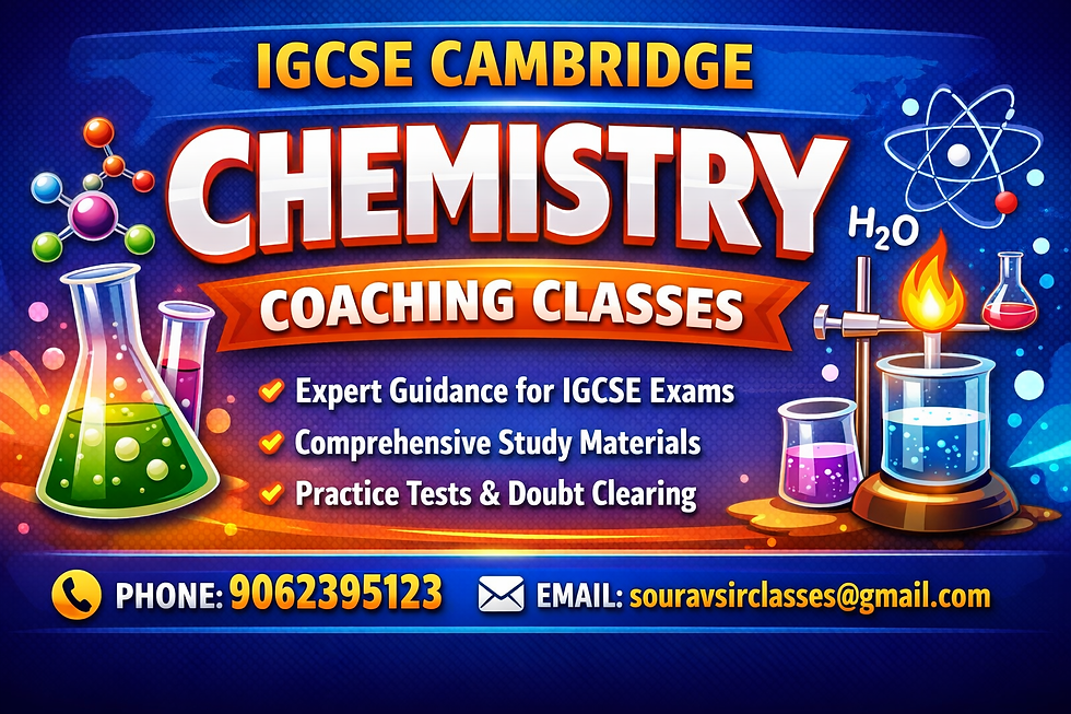 IGCSE Cambridge Chemistry coaching classes with students learning advanced chemical concepts in a modern classroom environment, guided by expert teachers using interactive methods, structured notes, and mock tests to help achieve top grades in IGCSE Chemistry examinations.