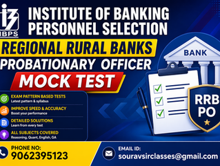 IBPS RRB PO Mock Test practice interface showing exam-style questions for Institute of Banking Personnel Selection Regional Rural Banks Probationary Officer aspirants, featuring quantitative aptitude, reasoning, and English sections with detailed solutions, performance tracking, and time-based assessment designed to simulate real banking exam conditions and help students improve speed, accuracy, and overall score