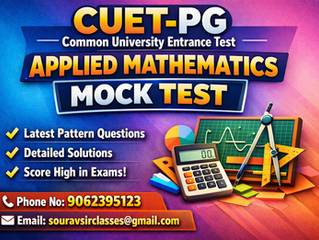 CUET PG Applied Mathematics mock test interface showing advanced practice questions, mathematical problem-solving exercises, and detailed solutions for postgraduate entrance exam preparation, helping students improve accuracy, conceptual understanding, and performance in Applied Mathematics topics.
