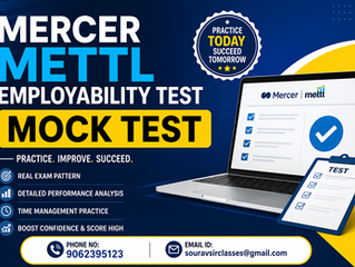 Mercer Mettl Employability Test mock test interface showing aptitude, logical reasoning, and verbal ability questions with multiple-choice answers, performance analytics, and detailed solutions. Ideal for students, graduates, and job seekers preparing for placement exams, recruitment assessments, and employability skill evaluation to improve problem-solving speed, accuracy, and overall test performance.