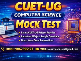 CUET UG Computer Science mock test interface showing multiple choice questions, coding-based problems, and logical reasoning sections designed for undergraduate entrance exam preparation. The screen highlights detailed solutions, performance tracking, and exam-level practice content to help students improve accuracy, speed, and conceptual understanding for achieving high scores in CUET Computer Science examination.
