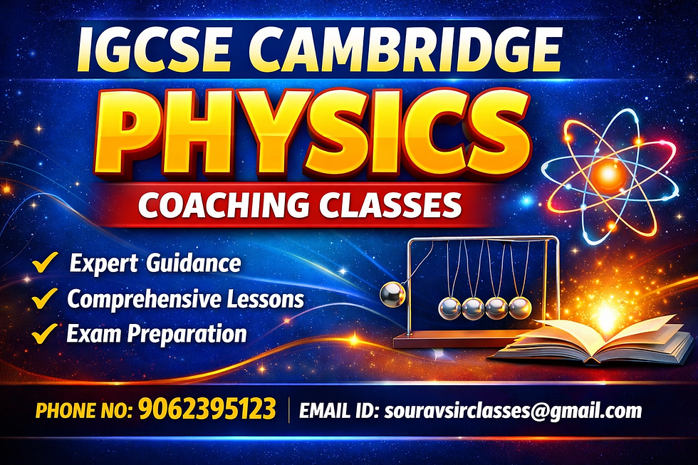 Students attending International General Certificate of Secondary Education (IGCSE) Cambridge Physics coaching classes in a modern classroom environment, learning advanced physics concepts with expert teachers, solving numerical problems, and preparing for exams with structured guidance, interactive sessions, and personalized academic support aimed at achieving top grades and strong conceptual understanding in physics.