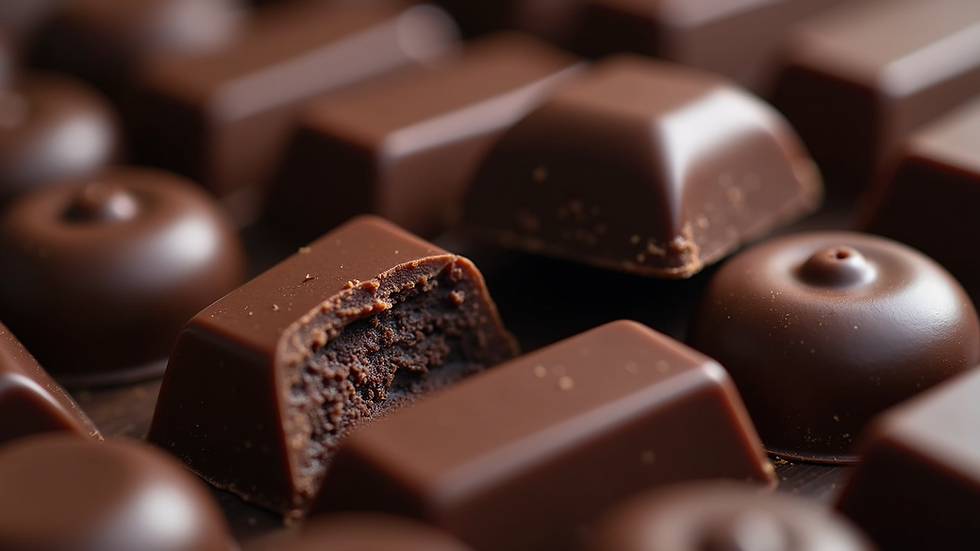 Close-up of rich dark chocolate pieces