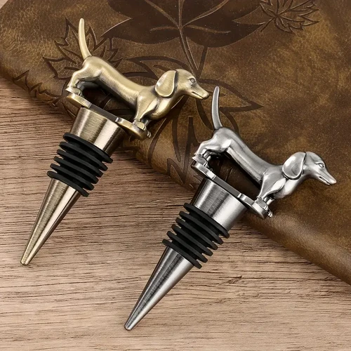 1pc Dachshund Wine Stopper Stainless Steel Bottle Cork for Preserving Wine BizzyWineHub